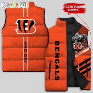 Cincinnati Bengals NFL Style Sleeveless Puffer Jacket For Fans