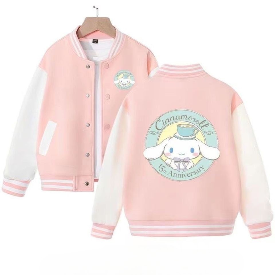 Cinnamoroll and Cappuccino Cartoon Style Baseball Jacket For Fans