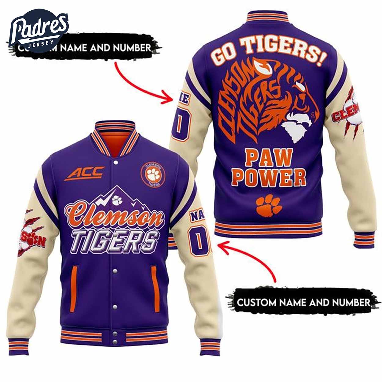 Clemson Tigers NCAA Style Baseball Jacket For Fans