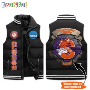 Clemson Tigers NCAA Style Sleeveless Puffer Jacket For Fans