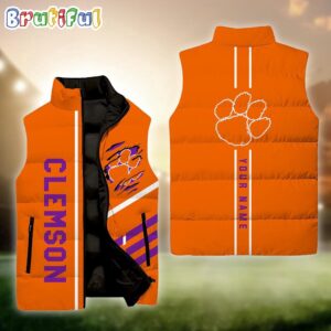 Clemson Tigers NCAA Style Sleeveless Puffer Jacket For Fans