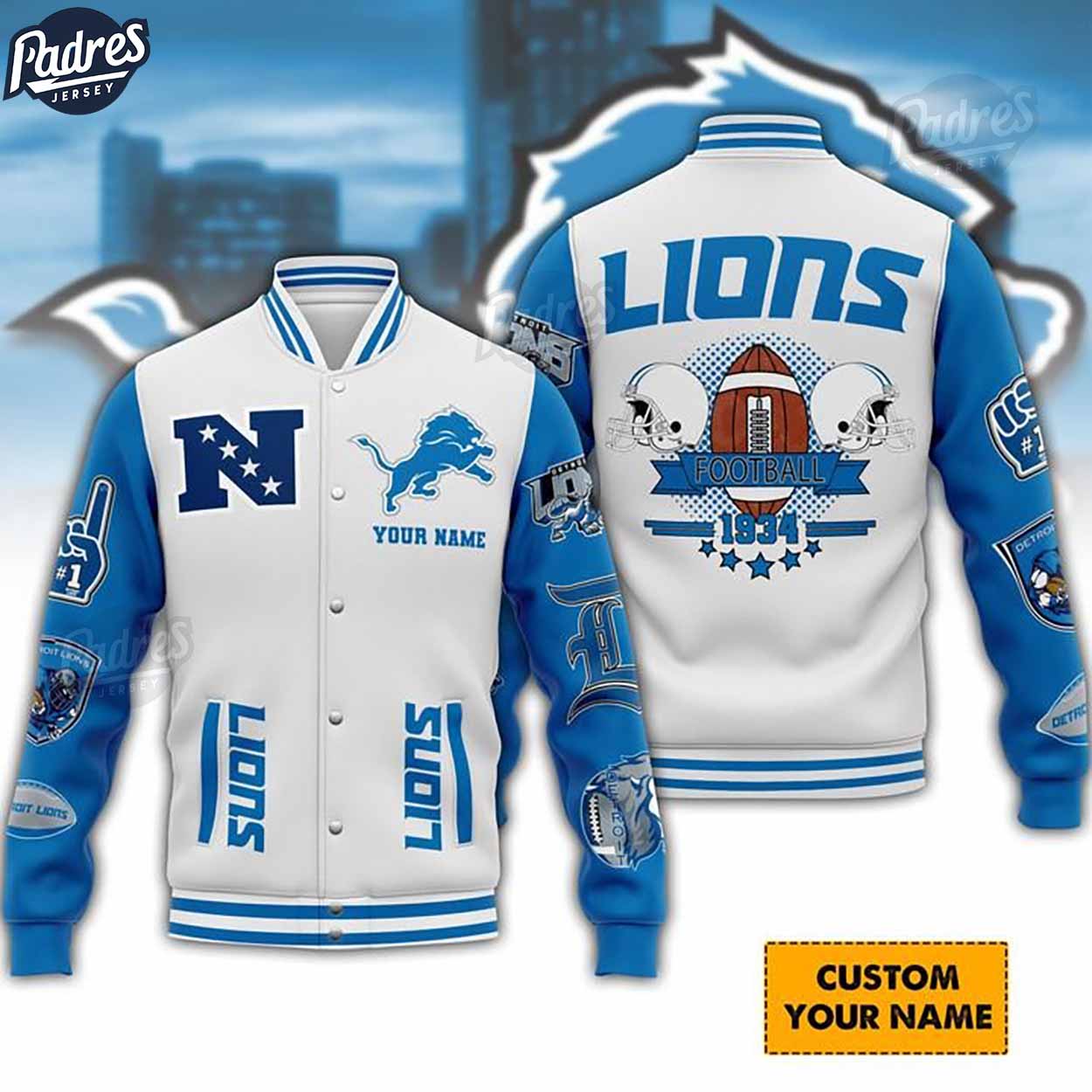 Detroit Lions NFL Style Baseball Jacket For Fans