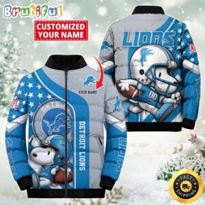 Detroit Lions NFL Style Puffer Jacket For Fans