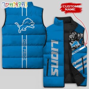 Detroit Lions NFL Style Sleeveless Puffer Jacket For Fans