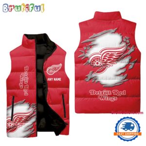 Detroit Red Wings NHL Style Sleeveless Puffer Jacket For Fans