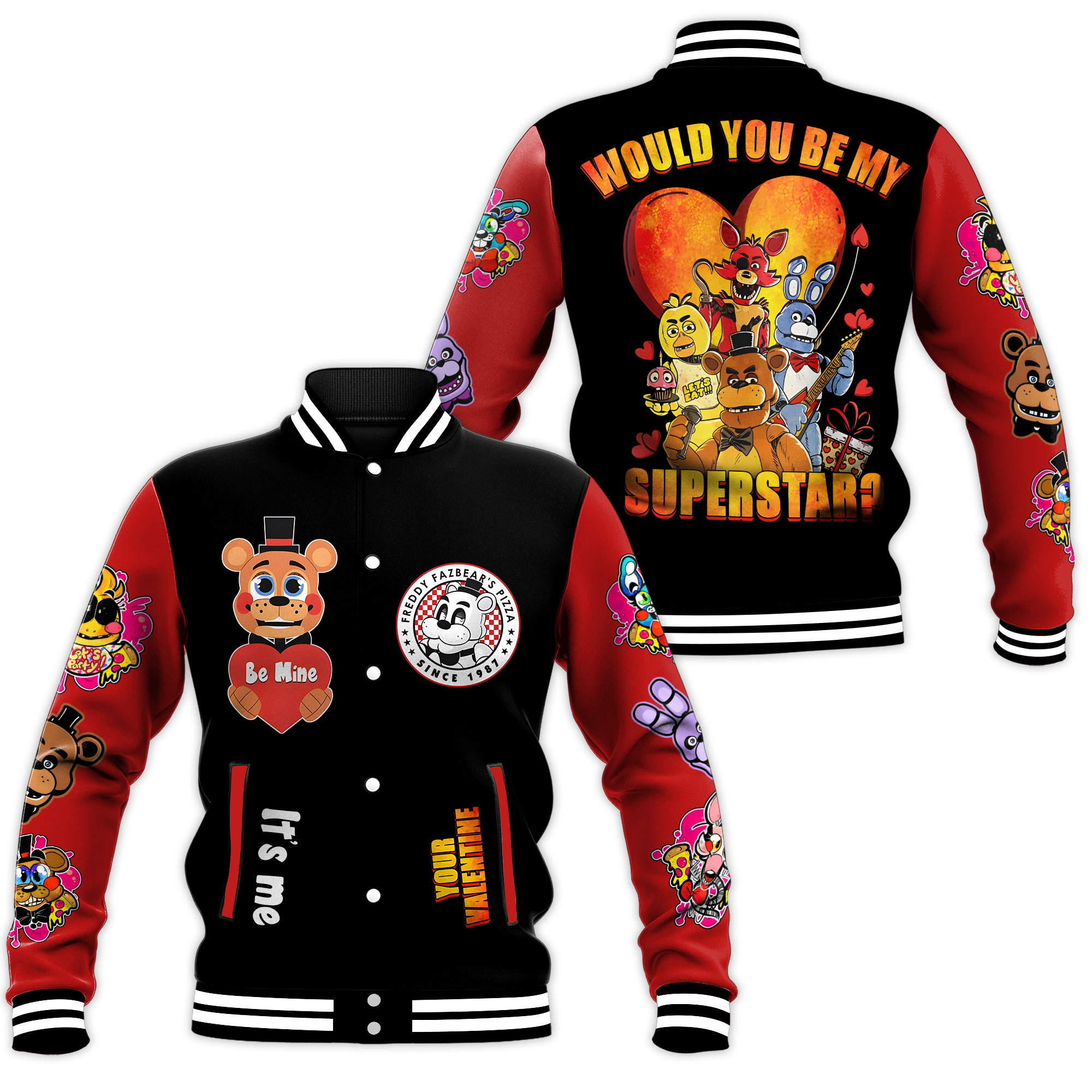 Five Nights at Freddy's Cartoon Style Baseball Jacket For Fans