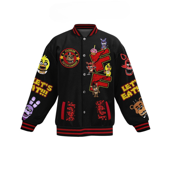 Five Nights at Freddy's Cartoon Style Baseball Jacket For Fans