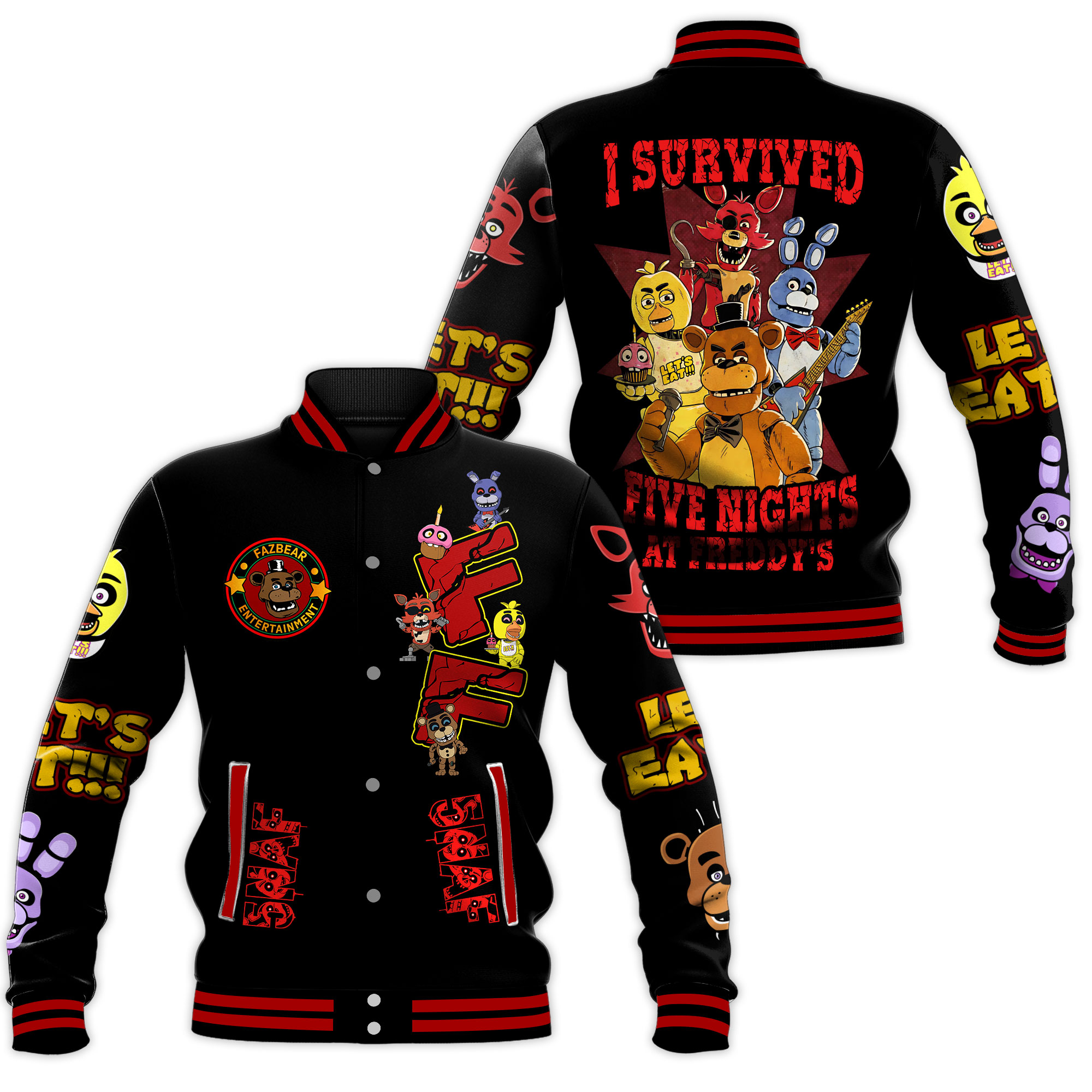 Five Nights at Freddy's Cartoon Style Baseball Jacket For Fans