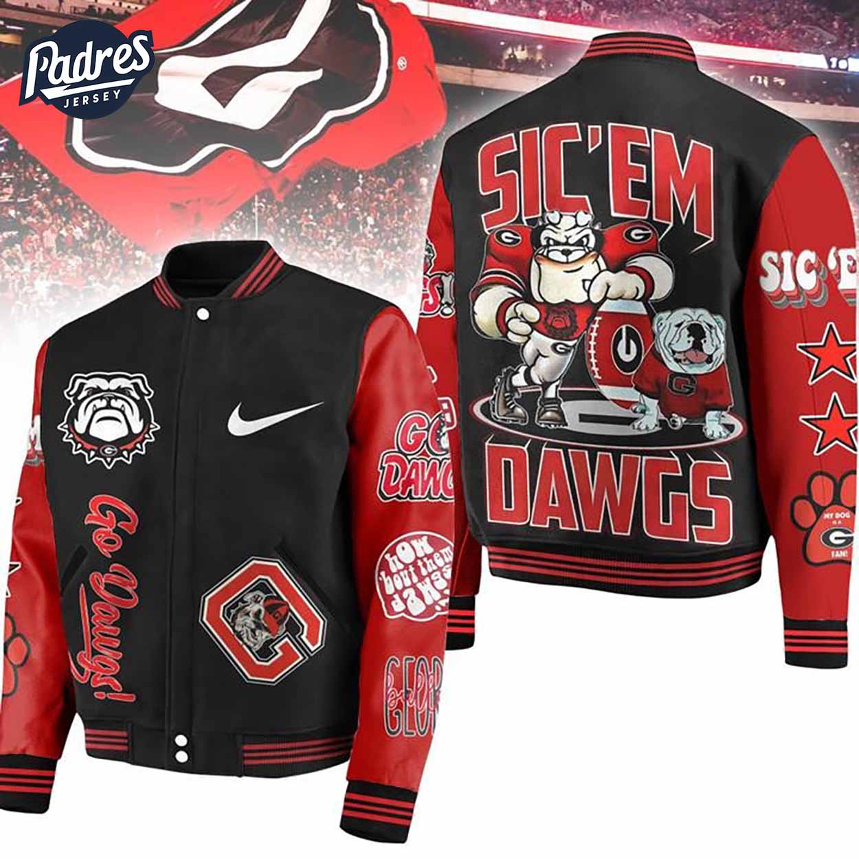 Georgia Bulldogs NCAA Style Baseball Jacket For Fans