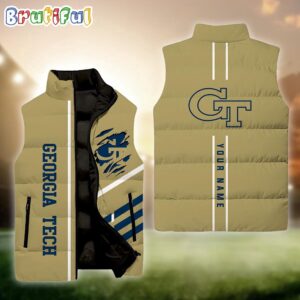 Georgia Tech Yellow Jackets NCAA Style Sleeveless Puffer Jacket For Fans