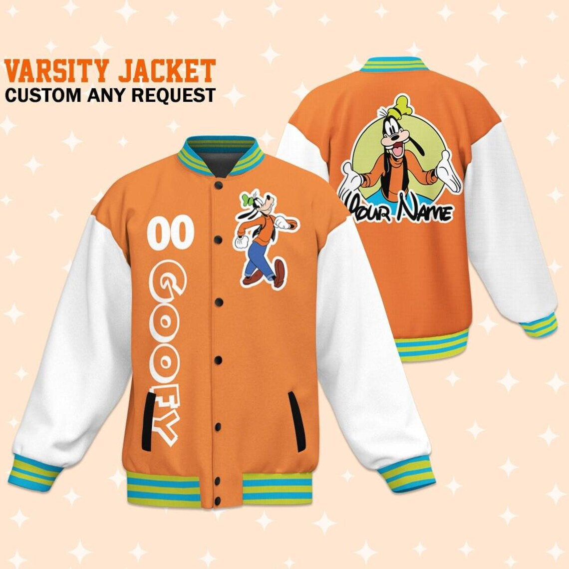 Goofy Cartoon Style Baseball Jacket For Fans