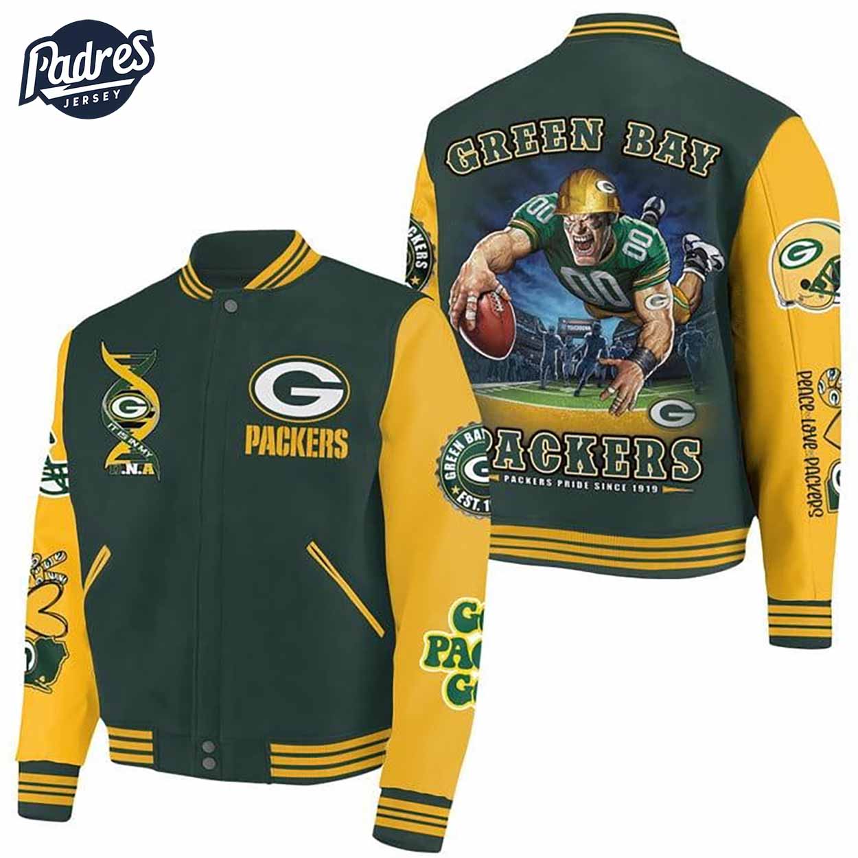 Green Bay Packers NFL Style Baseball Jacket For Fans