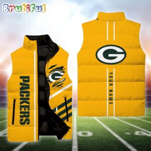 Green Bay Packers NFL Style Sleeveless Puffer Jacket For Fans
