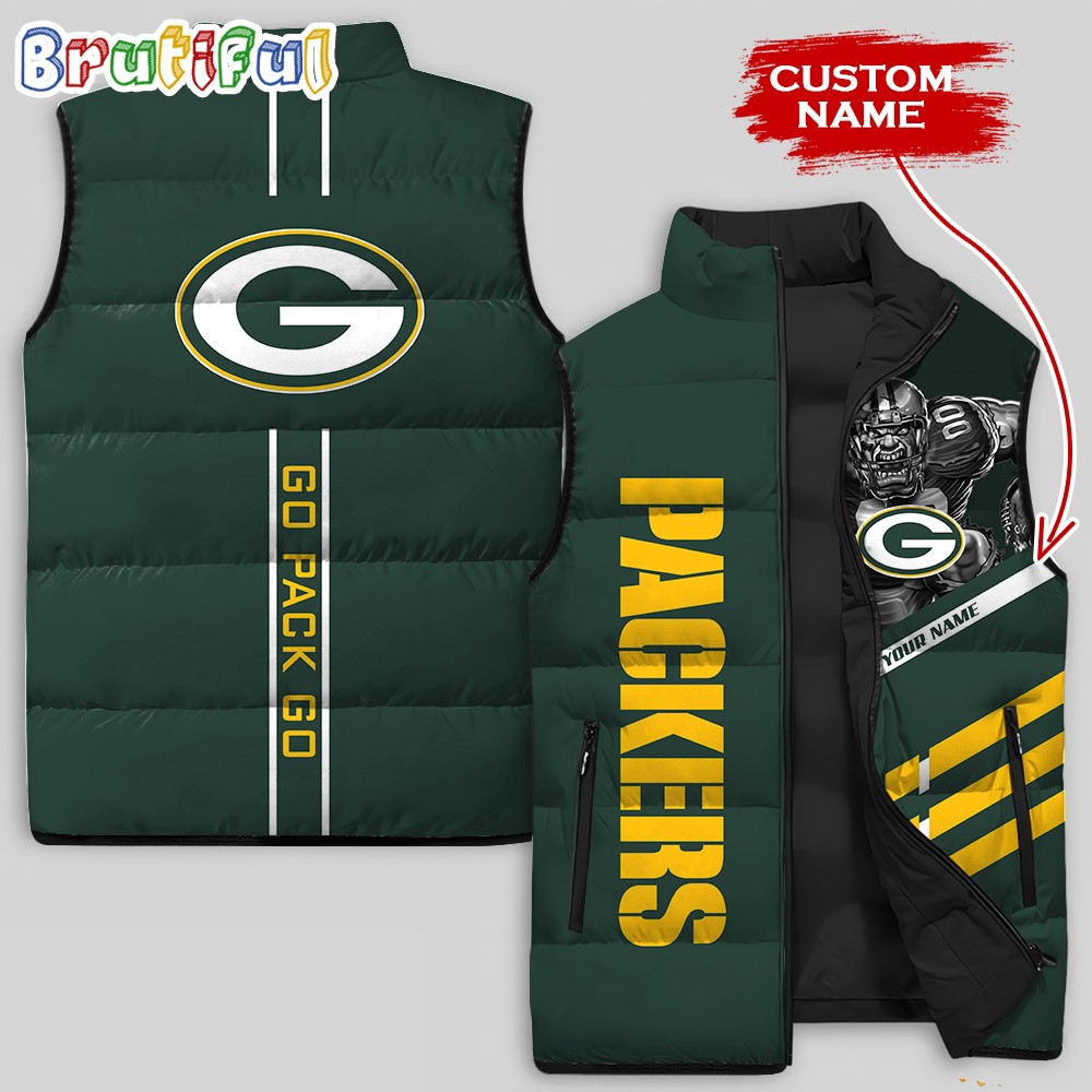 Green Bay Packers NFL Style Sleeveless Puffer Jacket For Fans