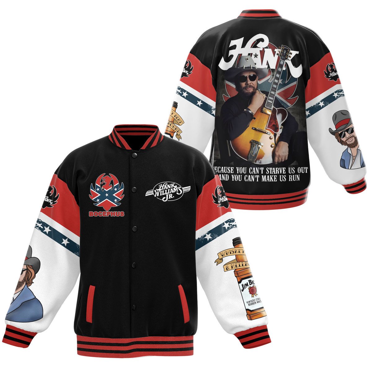 Hank Williams Jr. Music Style Baseball Jacket For Fans