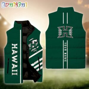 Hawaii Rainbow Warriors NCAA Style Sleeveless Puffer Jacket For Fans