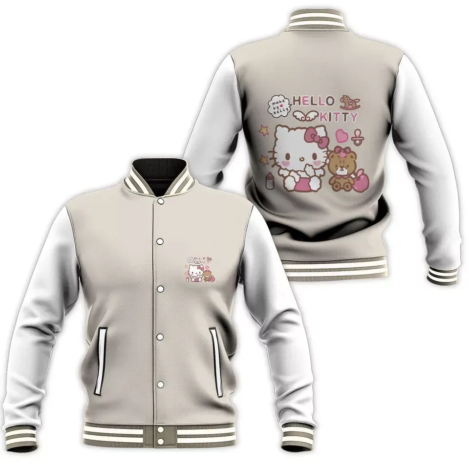 Hello Kitty Cartoon Style Baseball Jacket For Fans