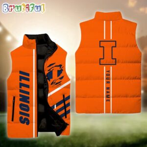 Illinois Fighting Illini NCAA Style Sleeveless Puffer Jacket For Fans