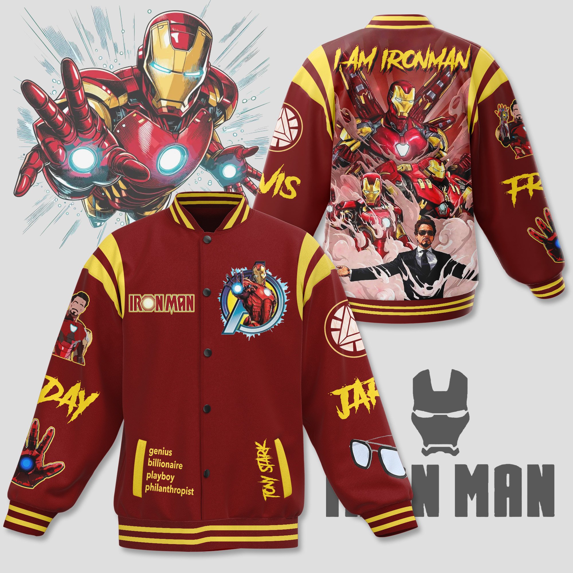 Iron Man Movies Style Baseball Jacket For Fans