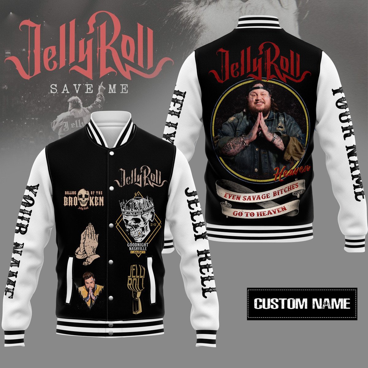 Jelly Roll Music Style Baseball Jacket For Fans
