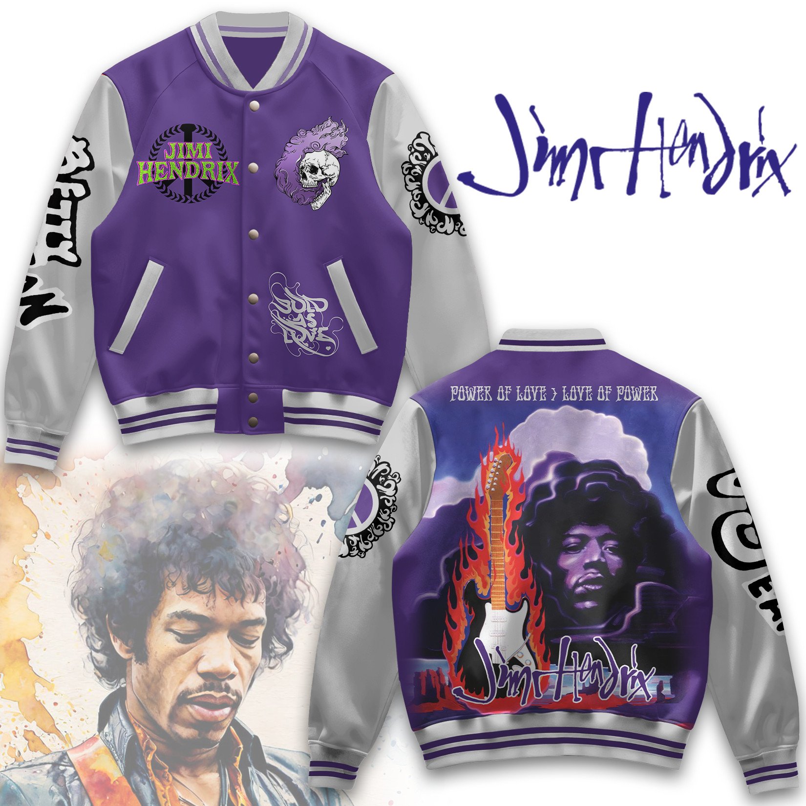 Jimi Hendrix Music Style Baseball Jacket For Fans