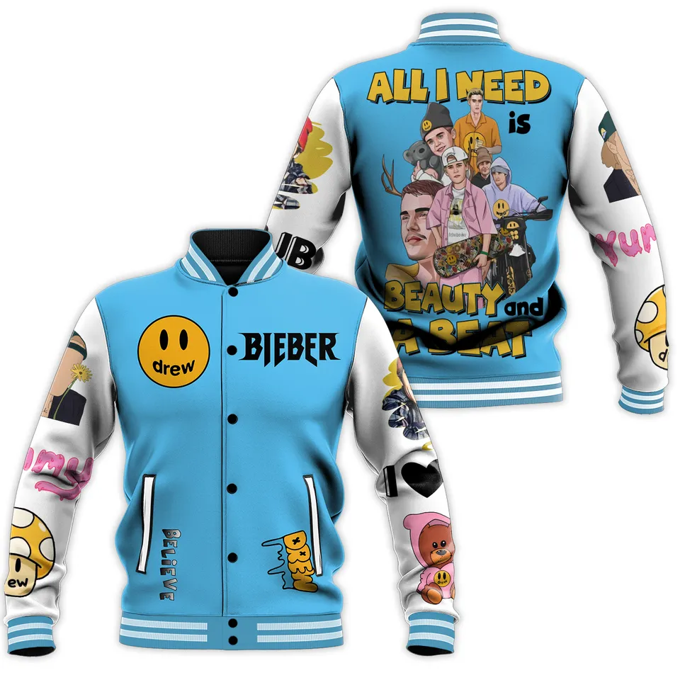 Justin Bieber Music Style Baseball Jacket For Fans