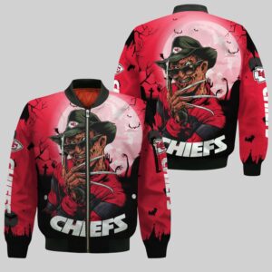 Kansas City Chiefs A Nightmare on Elm Street Halloween Style Bomber Jacket For Fans