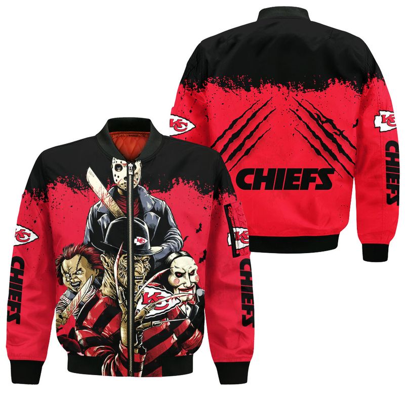 Kansas City Chiefs A Nightmare on Elm Street Halloween Style Bomber Jacket For Fans