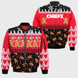 Kansas City Chiefs Christmas Gingerbread Man Style Bomber Jacket For Fans