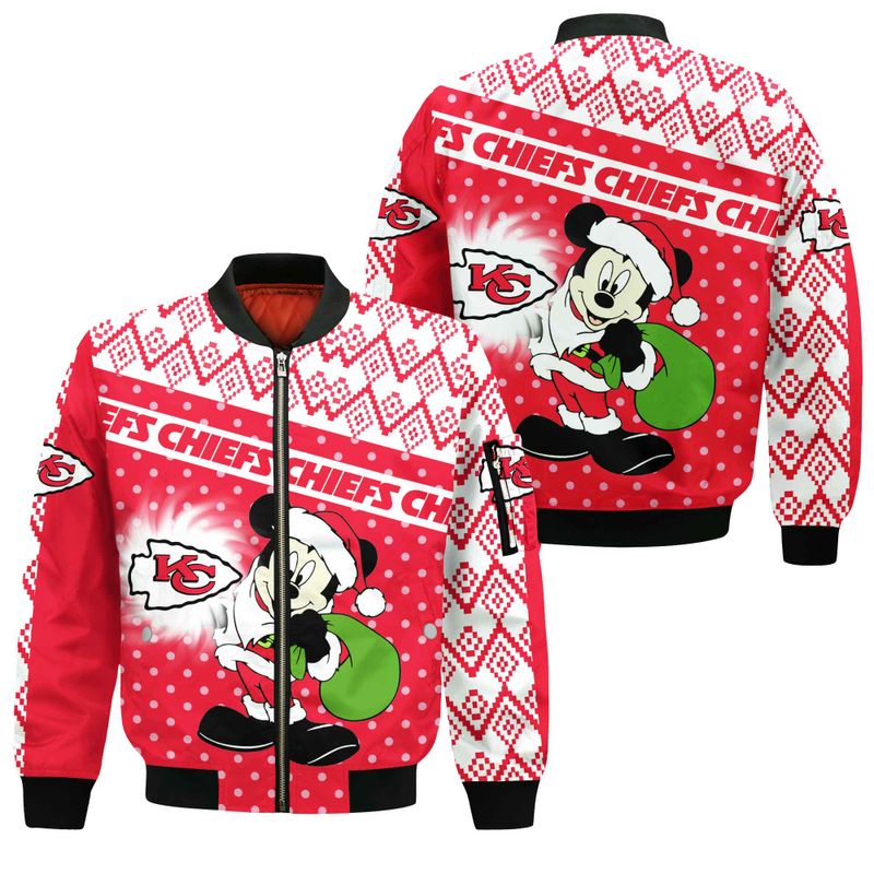 Kansas City Chiefs Christmas Mickey Style Bomber Jacket For Fans