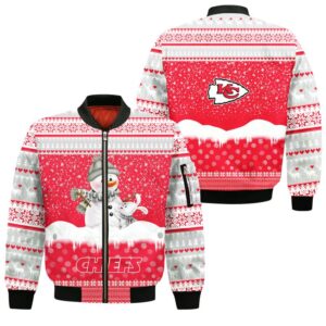 Kansas City Chiefs Christmas Pattern Snowman Style Bomber Jacket For Fans