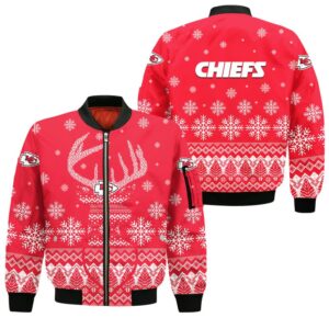 Kansas City Chiefs Christmas Reindeer Style Bomber Jacket For Fans