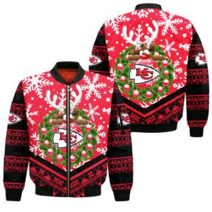 Kansas City Chiefs Christmas Reindeer Style Bomber Jacket For Fans
