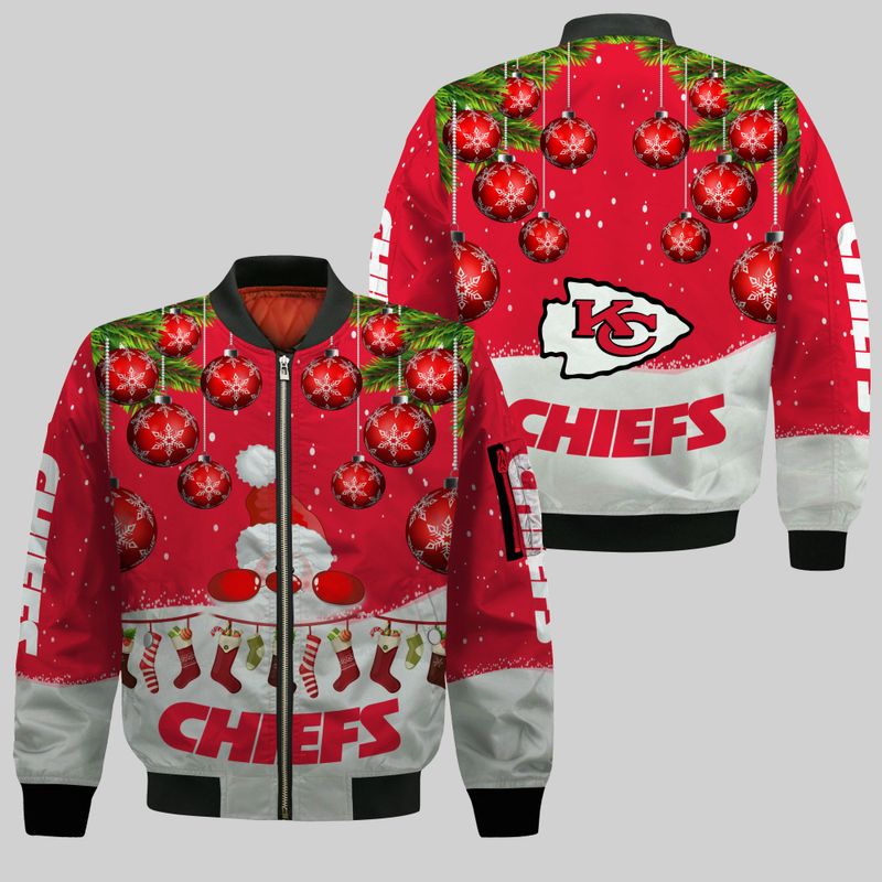 Kansas City Chiefs Christmas Santa Style Bomber Jacket For Fans