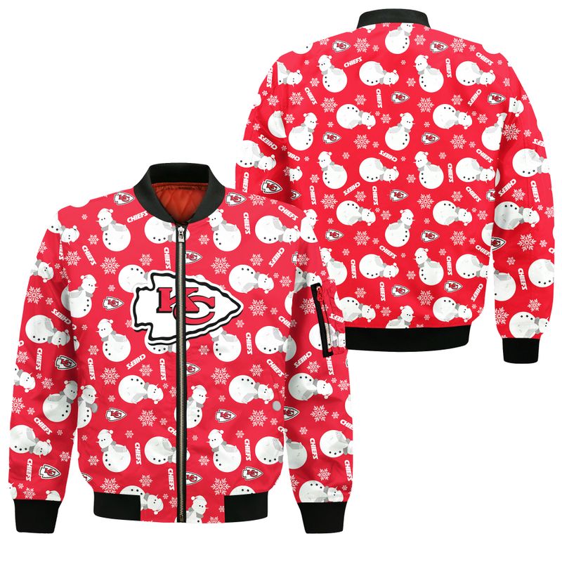 Kansas City Chiefs Christmas Snowman Style Bomber Jacket For Fans