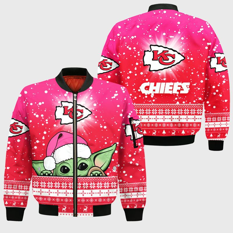 Kansas City Chiefs Christmas Yoda Style Bomber Jacket For Fans