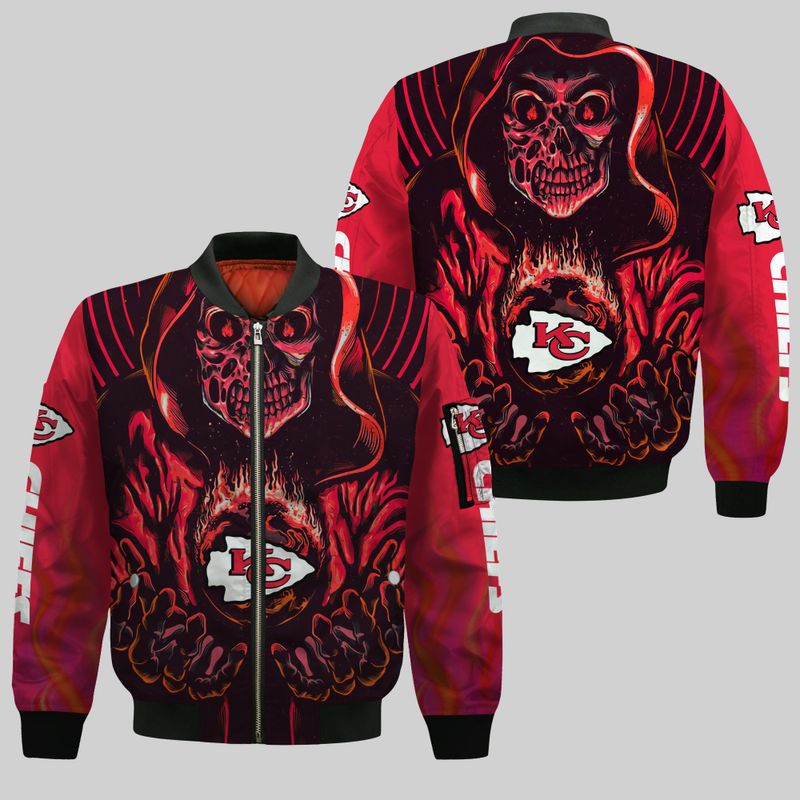 Kansas City Chiefs Death Halloween Style Bomber Jacket For Fans