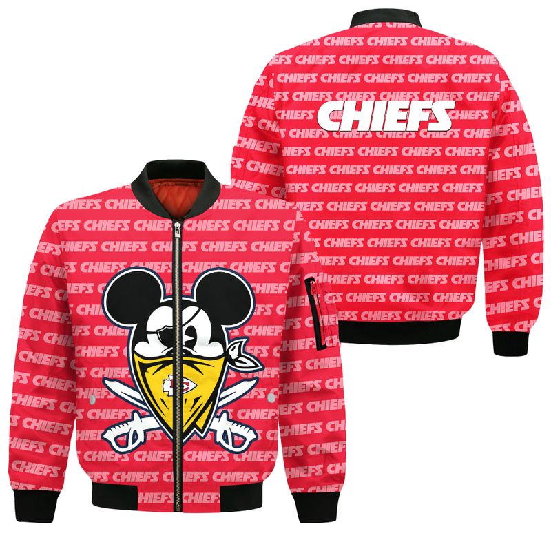 Kansas City Chiefs Halloween Evil Mickey Style Bomber Jacket For Fans