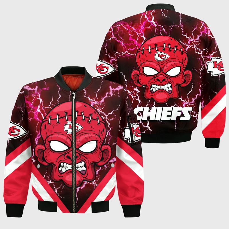 Kansas City Chiefs Halloween Frankenstein Style Bomber Jacket For Fans