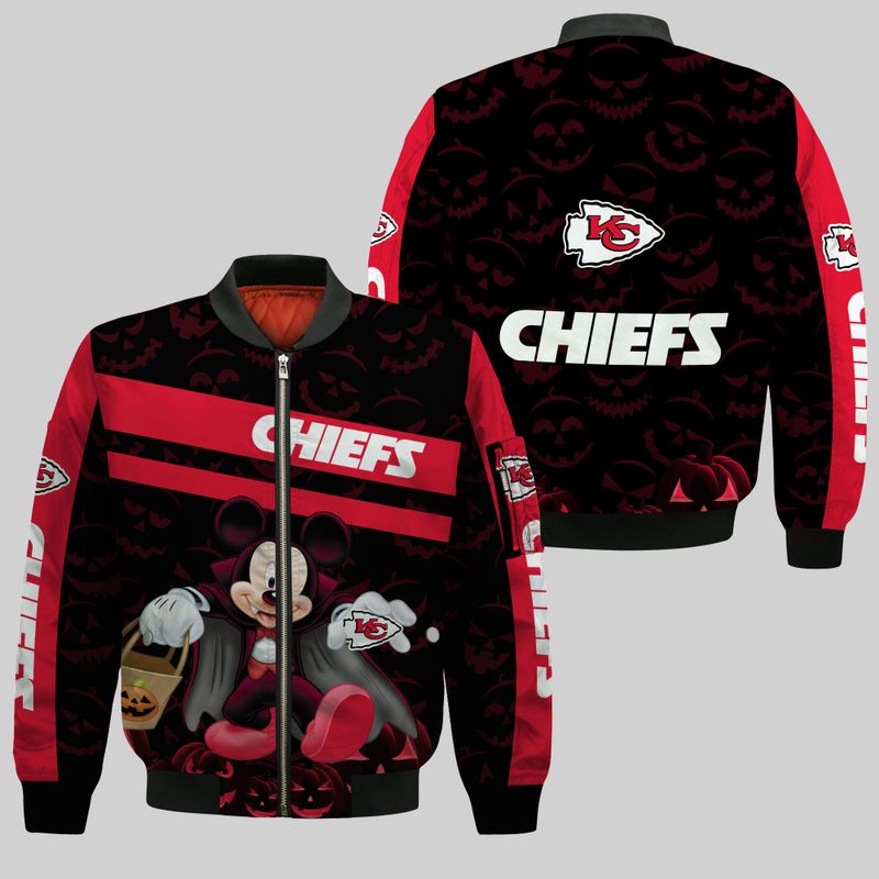 Kansas City Chiefs Halloween Mickey Style Bomber Jacket For Fans