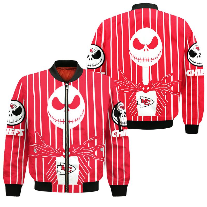 Kansas City Chiefs Jack Skellington Halloween Style Bomber Jacket For Fans
