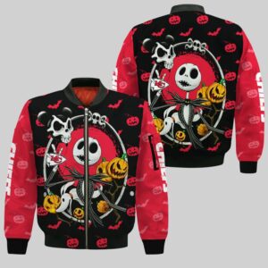 Kansas City Chiefs Jack Skellington Halloween Style Bomber Jacket For Fans