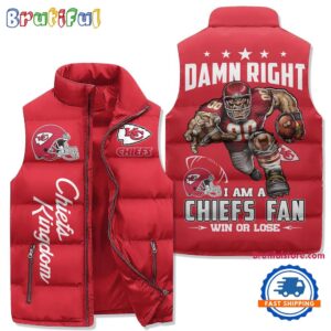 Kansas City Chiefs NFL Style Sleeveless Puffer Jacket For Fans