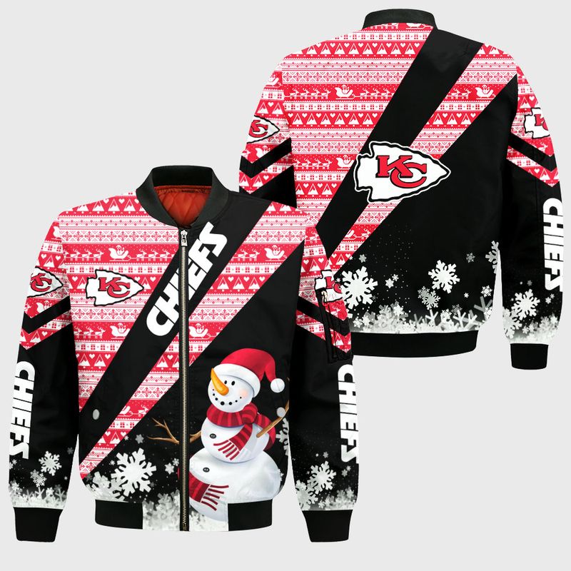 Kansas City Chiefs Xmas Snowman Style Bomber Jacket For Fans