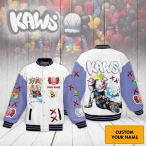 Kaws Cartoon Style Baseball Jacket For Fans