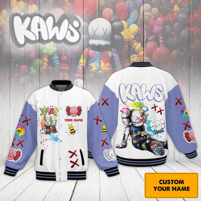 Kaws Cartoon Style Baseball Jacket For Fans