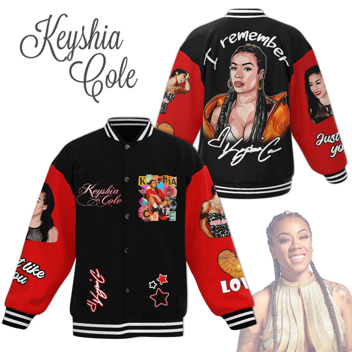 Keyshia Cole Music Style Baseball Jacket For Fans