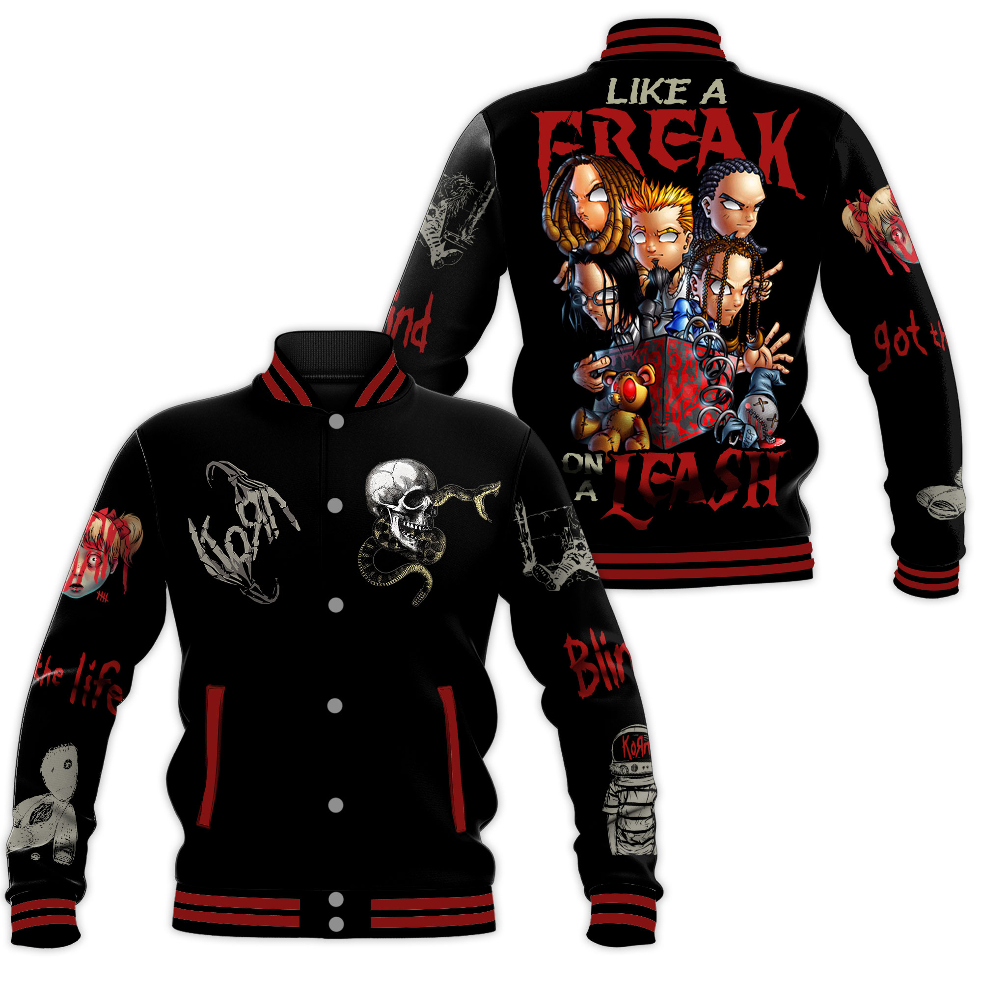 Korn Music Style Baseball Jacket For Fans
