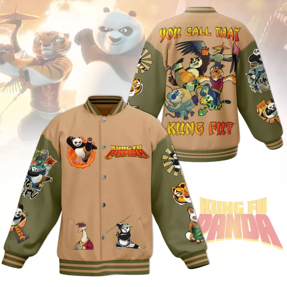 Kung Fu Panda Cartoon Style Baseball Jacket For Fans
