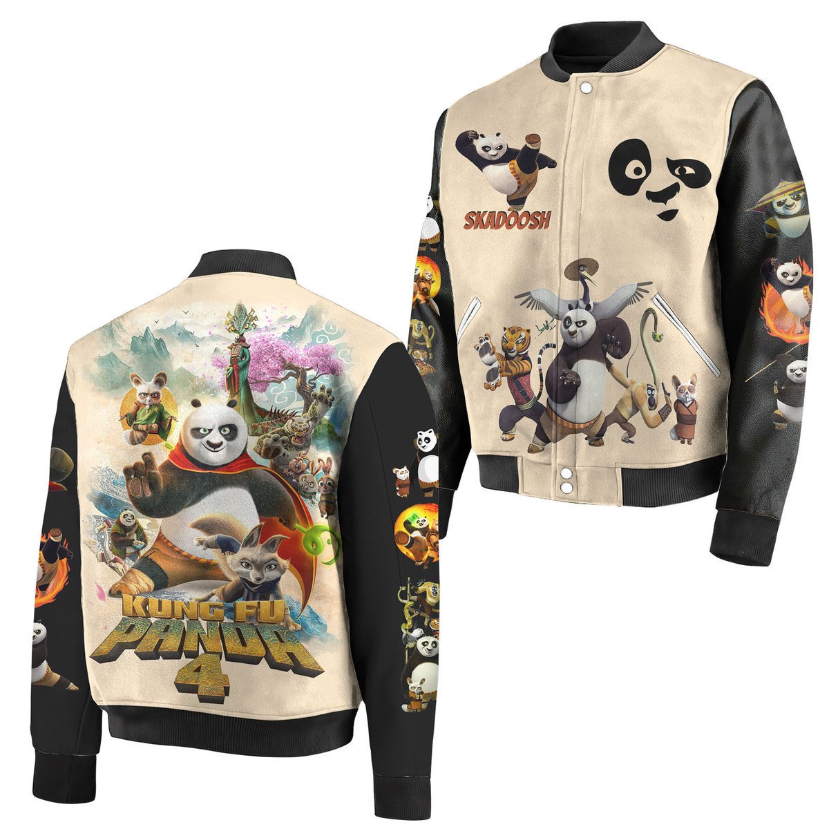 Kung Fu Panda Cartoon Style Baseball Jacket For Fans